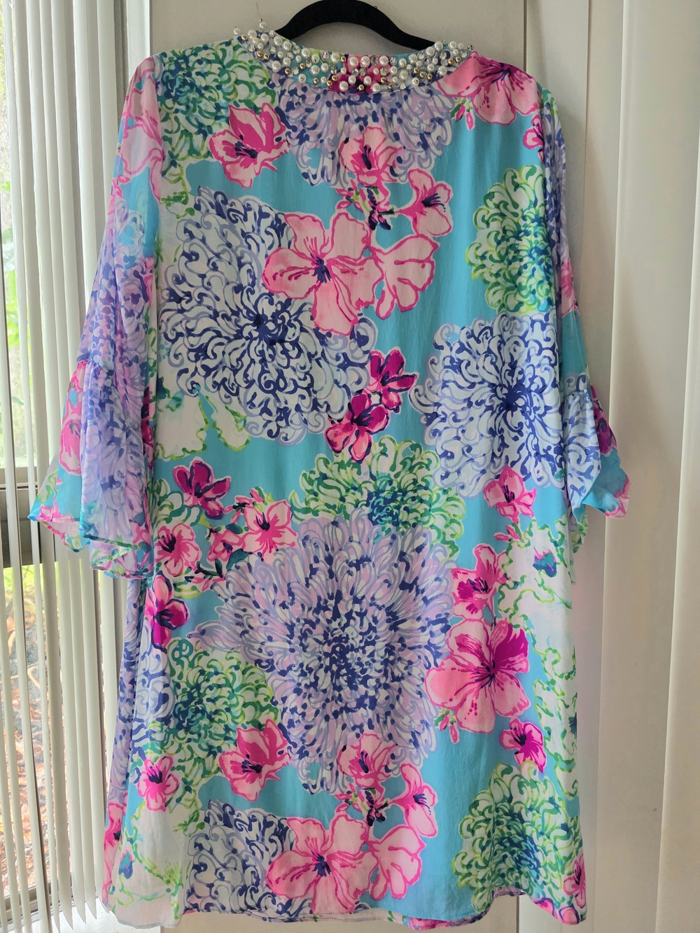 Lilly Pulitzer Elenora Silk Embellished Dress Totally Blossom Size S FLAW - Picture 3 of 16